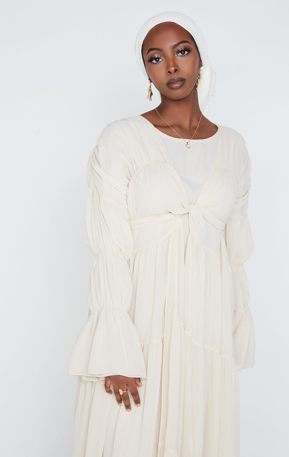 Alara Chiffon Wrap Dress - Ivory – The Hijab Babe