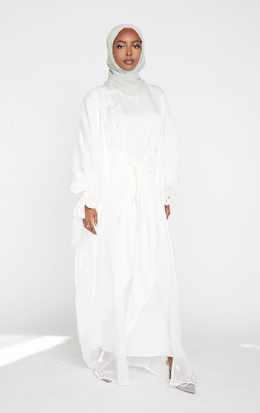 Zaina Open Abaya - White